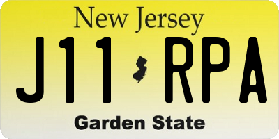 NJ license plate J11RPA