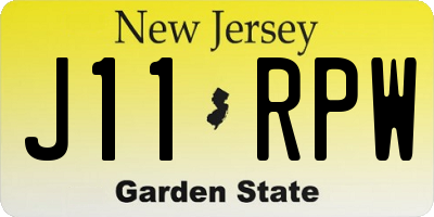 NJ license plate J11RPW