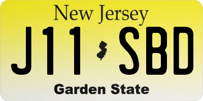NJ license plate J11SBD