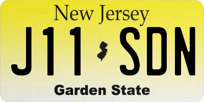 NJ license plate J11SDN