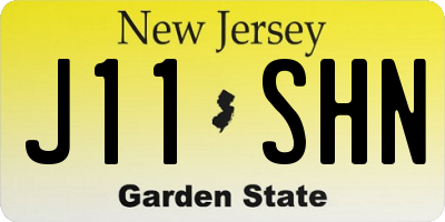 NJ license plate J11SHN