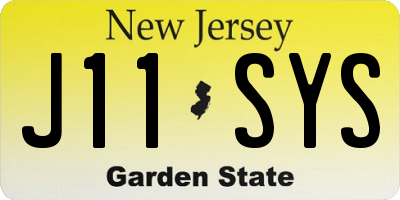 NJ license plate J11SYS