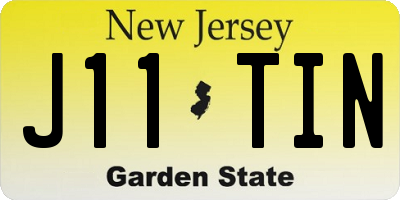 NJ license plate J11TIN