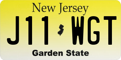 NJ license plate J11WGT