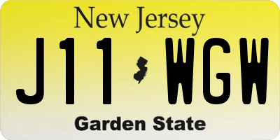 NJ license plate J11WGW