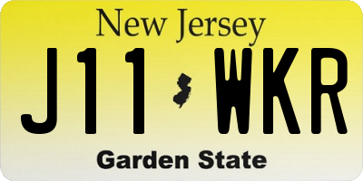 NJ license plate J11WKR