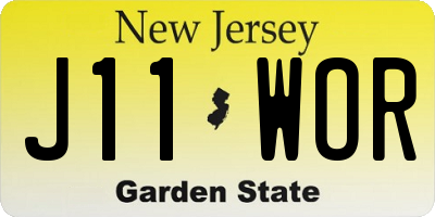 NJ license plate J11WOR