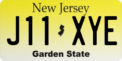 NJ license plate J11XYE