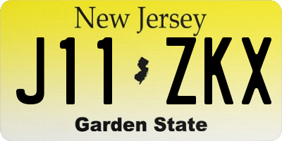 NJ license plate J11ZKX