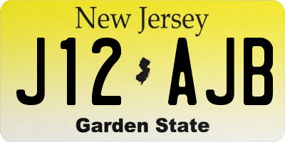 NJ license plate J12AJB