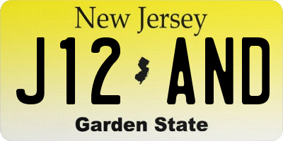 NJ license plate J12AND