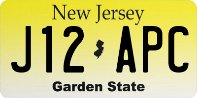 NJ license plate J12APC