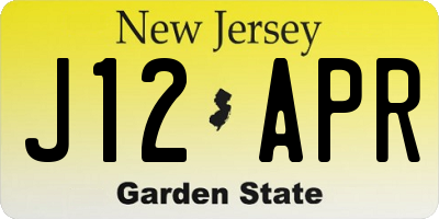 NJ license plate J12APR