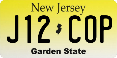 NJ license plate J12COP