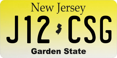 NJ license plate J12CSG