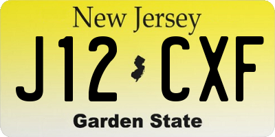 NJ license plate J12CXF