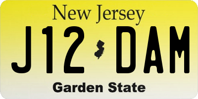 NJ license plate J12DAM