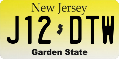 NJ license plate J12DTW