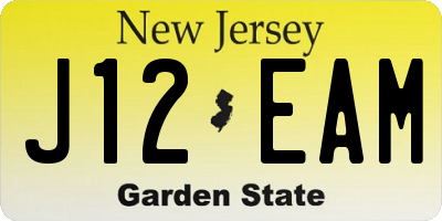 NJ license plate J12EAM