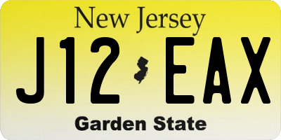 NJ license plate J12EAX
