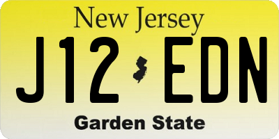 NJ license plate J12EDN