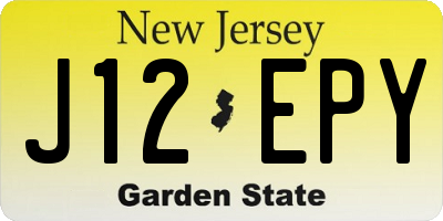 NJ license plate J12EPY
