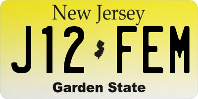 NJ license plate J12FEM