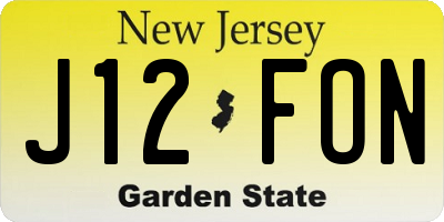 NJ license plate J12FON
