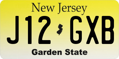 NJ license plate J12GXB