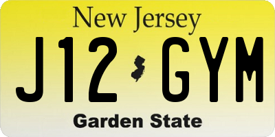 NJ license plate J12GYM