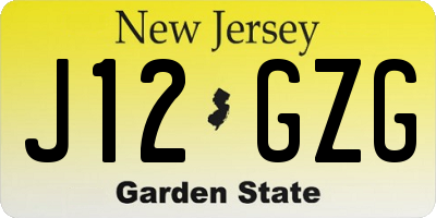 NJ license plate J12GZG