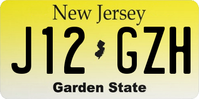 NJ license plate J12GZH