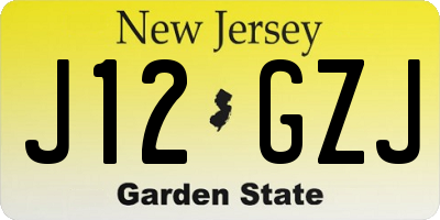 NJ license plate J12GZJ