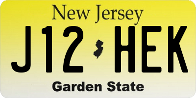 NJ license plate J12HEK