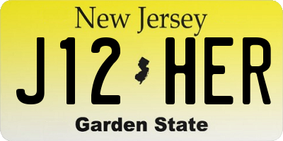 NJ license plate J12HER