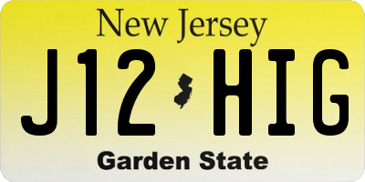 NJ license plate J12HIG