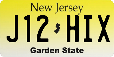NJ license plate J12HIX