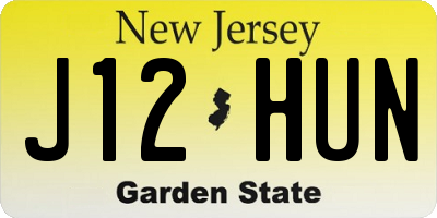 NJ license plate J12HUN