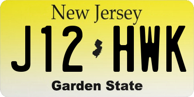 NJ license plate J12HWK