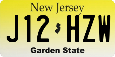 NJ license plate J12HZW