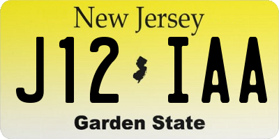 NJ license plate J12IAA