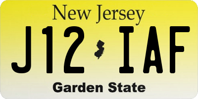 NJ license plate J12IAF