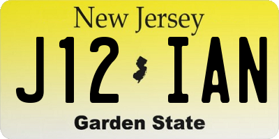 NJ license plate J12IAN