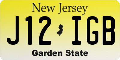 NJ license plate J12IGB