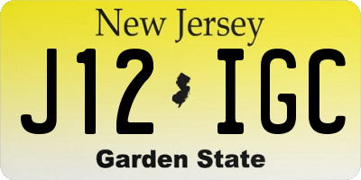 NJ license plate J12IGC