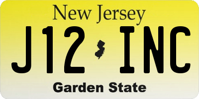 NJ license plate J12INC