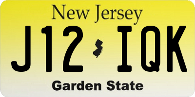 NJ license plate J12IQK