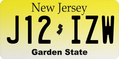 NJ license plate J12IZW