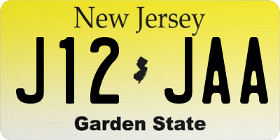 NJ license plate J12JAA