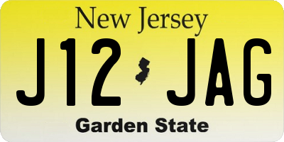 NJ license plate J12JAG